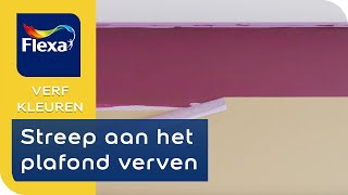 Muurdecoratie verven Hoe schilder je een streep aan het plafond  Flexa verf [upl. by Havot79]