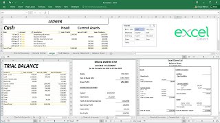 How to automate Accounting Ledger Trial Balance Income Statement Balance Sheet in Excel  English [upl. by Hoshi]