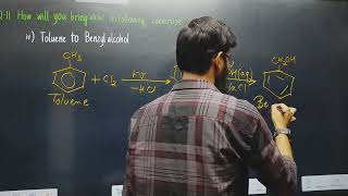 Toluene To Benzyl Alcohol OR Methyl Benzene To Phenyl Methanol [upl. by Anicul]