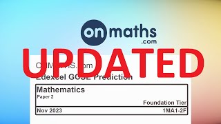 UPDATED Nov 2023 Predicted Maths GCSE Paper 2 Edexcel Foundation Paper 2 Calculator Exam 1MA12F [upl. by Lishe230]