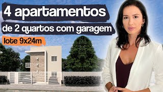 PROJETO 4 APARTAMENTOS DE 2 QUARTOS  PROJETO TERRENO 9X24M [upl. by Nylasej195]