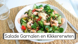 Gezond en Makkelijk Recept Salade Garnalen en Kikkererwten [upl. by Luhem337]