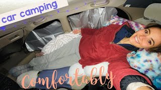 How to car camp in a small compact sedan  part 1  sleeping comfortably in the car [upl. by Avika]