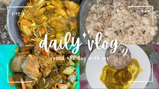 Cooking Vlog Rice and Peas w Curry Chicken 🍚💕 [upl. by Louls]