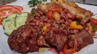 HOW TO COOK JAMAICAN AUTHENTIC STEW PEAS amp RICE [upl. by Annawot]