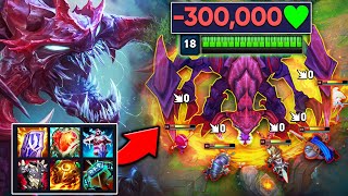 I BROKE THE DAMAGE TAKEN RECORD WITH MEGA TANK CHO’GATH 300000 DAMAGE WTF [upl. by Aztinay]