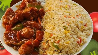 chinese fusion egg fried rice with chicken Manchurian recipe in urdu [upl. by Harragan]