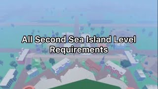 All Second Sea Island Level Requirements  Blox Fruits [upl. by Hannala590]