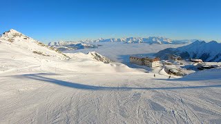 Kitzteinhorn  Skiing in Austria High Tauern  Kaprun main easy piste 113 10 Gimbal 4K Sunshine [upl. by Haidabo]