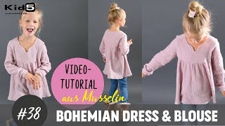 Mädchen Tunika aus Jersey oder Musselin selber nähen DIYNähTutorial [upl. by Ramoh]