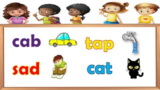 Three Letter Words  Short Vowel A Word Families with Pictures  Learn Phonics [upl. by Iram]