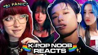 KPOP NOOB REACTS FEELING BI PANIC 🌈  THE BOYZ Dreamcatcher TAN aespa amp SEVENTEEN [upl. by Kcirdet]