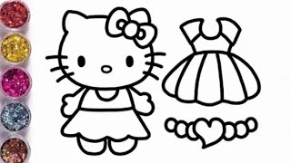 Hello Kitty Drawing Painting amp Colouring for Kids amp Toddlershellokitty [upl. by Nahsad564]