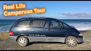 REAL LIFE Campervan Tour After 2 Years of Use Toyota Estima Emina Minivan [upl. by Pegasus814]