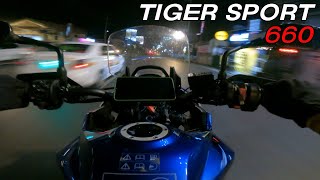 NIGHT TIME MADNESS  TRIUMPH TIGER SPORT 660  PURE SOUND  QUICKSHIFTER  CAT DELETE  POV 4K [upl. by Baram]