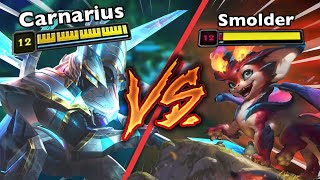 Rank 1 Nasus First Game vs Smolder Mid  Carnarius  League of Legends [upl. by Aramaj]