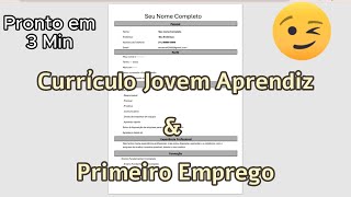 Currículo PRIMEIRO EMPREGO E Jovem Aprendiz  SExperiência [upl. by Sixel]