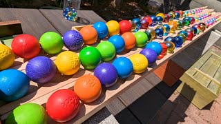 Marble run ASMR ☆ 3 twisting slopes  handmade wooden slope course [upl. by Schiro]