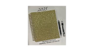 2025 Day Designer Planner DailyMonthly  8 x 10  Gold Glitter amp EnerGel Retractable Pen Set [upl. by Strain254]