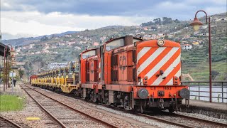 Transporte de carris barra longa e IR com loc 1400  linha do Douro [upl. by Akanke]