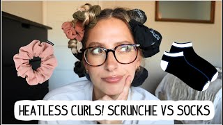 TESTING SOCK CURLS VS SCRUNCHIE CURLS OVERNIGHT HEATLESS CURLS FOR SHORT MEDIUM AND LONG HAIR [upl. by Acimad]