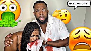 Throwing Up Blood PRANK On Husband Cute Reaction [upl. by Svend110]