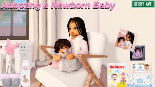 Adopting a NEWBORN Babyvoiced Roblox Berry Avenue Roleplay [upl. by Melar578]