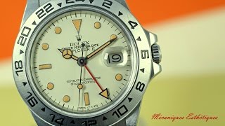 Rolex Explorer II 16550 quotCreamquot 1984 Incredible quotCreamquot Rail Dial strong patina [upl. by Nannette]