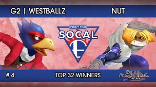 Fight For SoCal 4  G2  Westballz Falco VS Nut Sheik  SSBM  Top 32 Winners Round 1 [upl. by Anuaek]