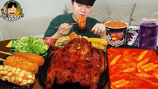 ASMR MUKBANG 직접 만든 양념 치킨먹방 치즈 떡볶이 명랑핫도그 CRISPY FRIED CHICKEN HOT DOG EATING SOUND [upl. by Nurav983]