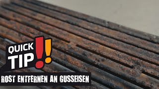 Rost entfernen und Pflege von Gusseisen Rosten und Platten  Grillfürst Quick Tips [upl. by Barbarese508]