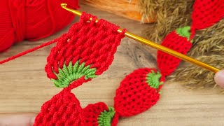 Wow 👌💯 wonderful Very easy flashy crochet strawberry pattern baby headband detailed explanation [upl. by Akemeuwkuhc932]