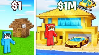 Casa de 1 vs Casa de 1000000 en Minecraft [upl. by Asertal762]