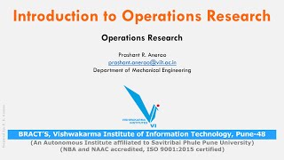 Lecture 1 Operations Research  Introduction to Operations Research [upl. by Eatnoid]