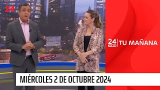 24 Horas Tu Mañana  Miércoles 2 de octubre 2024  24 Horas TVN Chile [upl. by Eisserc664]