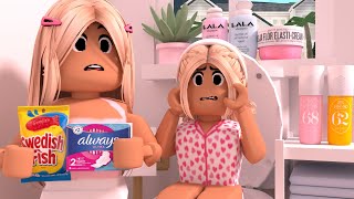 MY DAUGHTER HITS PUBERTY FIRST PERIOD PIMPLES VOICED Roblox Bloxburg Roleplay [upl. by Anegue]