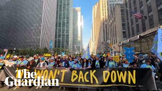 Protests against Trump in New York and Washington DC Were not leaving [upl. by Oralle153]