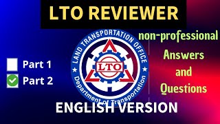 LTO Exam Reviewer 2024 English For NonProfessional Drivers License  Question amp Answer Key  Part 2 [upl. by Normak550]