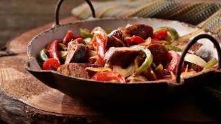 Recipe Italian Sausage Pepper amp Onion Skillet [upl. by Ellesig]