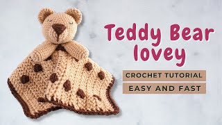 How to crochet a lovey blanket  Bear lovey security blanket crochet tutorial pattern [upl. by Eelirrem]