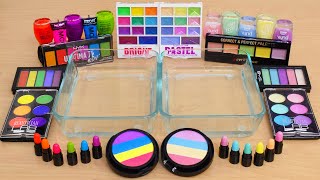 Rainbow Neon vs Pastel  Mixing Makeup Eyeshadow Into Slime ASMR  Satisfying Slime Video [upl. by Manoff]