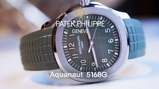 Patek Philippe Aquanaut Khaki green White Gold 5168G010  Eleven Eleven NY 1111NY [upl. by Adnilre]