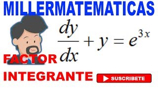 Ecuacion diferencial lineal por factor integrante 🚀 Ejemplo 2  Millermatematicas [upl. by Ekeiram860]