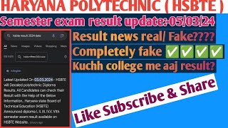 Hsbte January 2024 Result update Haryana Polytechnic Update Hsbte [upl. by Garihc521]