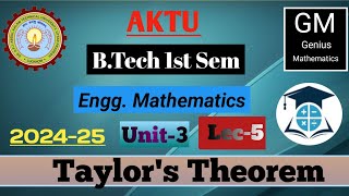 Unit3  Lec5  Taylors theorem  taylor theorem engineering mathematics  b tech 1st year [upl. by Merlina]