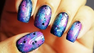 Unhas Decoradas Galaxia  Galaxy Nail Art Tutorial [upl. by Uok]