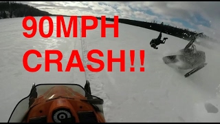 90MPH Snowmobile Crash [upl. by Ahsienot443]