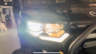 24 Can Am Defender Lonestar Beamtech H11 LED install [upl. by Irroc]