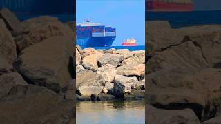 PASSING ON YOUR STARBOARD🌊🌊 ship containership wow epic waves oiltanker bulkcarrier sea [upl. by Schnabel]