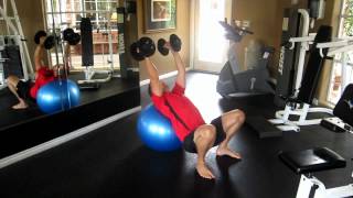 Swiss Ball Omni Dumbbell Tricep Ext [upl. by Yelnik499]